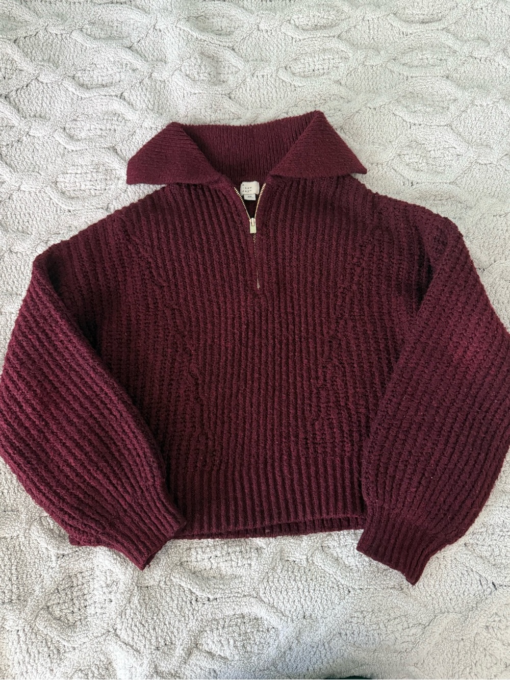 a new day Maroon Half-Zip Cowl Sweater